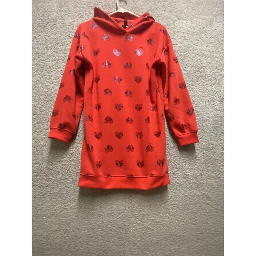 Tommy Hilfiger Long Sweatshirt Girls L(12/14) Red Hoodie Kids Youth